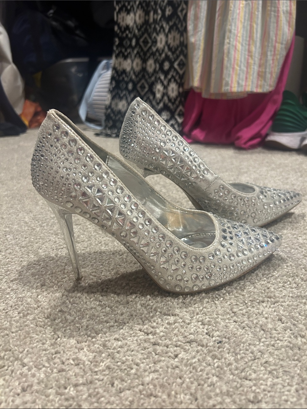It’s giving Gaga! Silver Crystal-Embellished Pointed Toe Pumps - Women